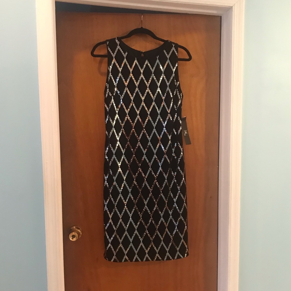 Joseph Ribkoff Black dress with silver sequins size Large